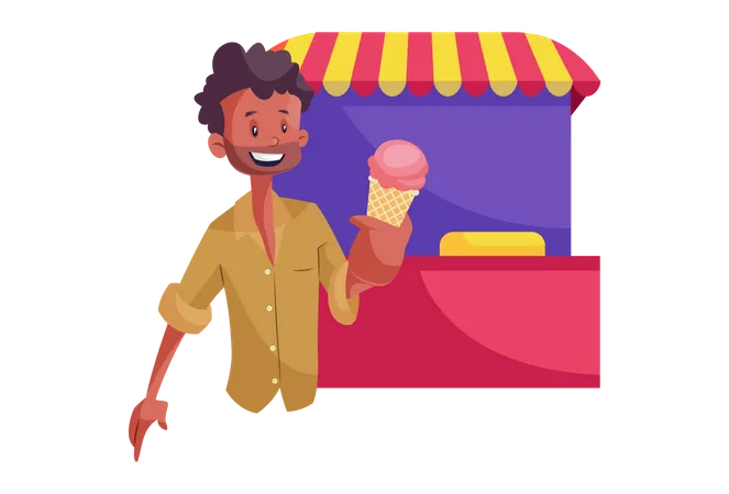 Indian Ice-cream Vendor  Illustration
