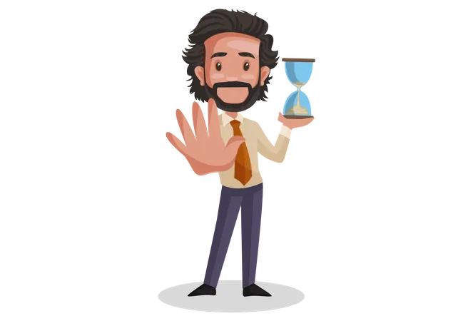 Indian Investment Advisor holding hourglass  Illustration