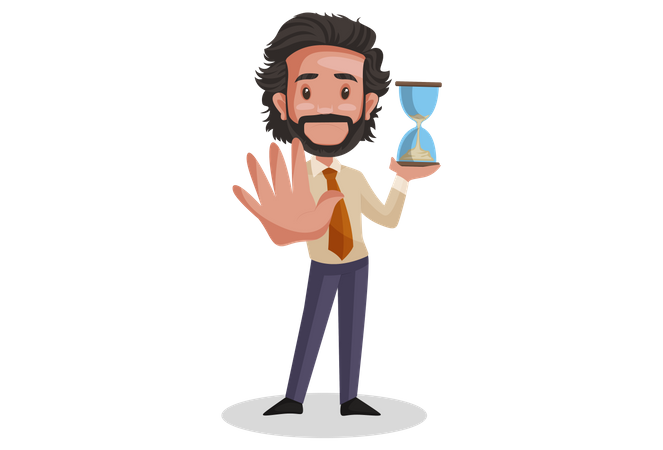 Indian Investment Advisor holding hourglass  Illustration
