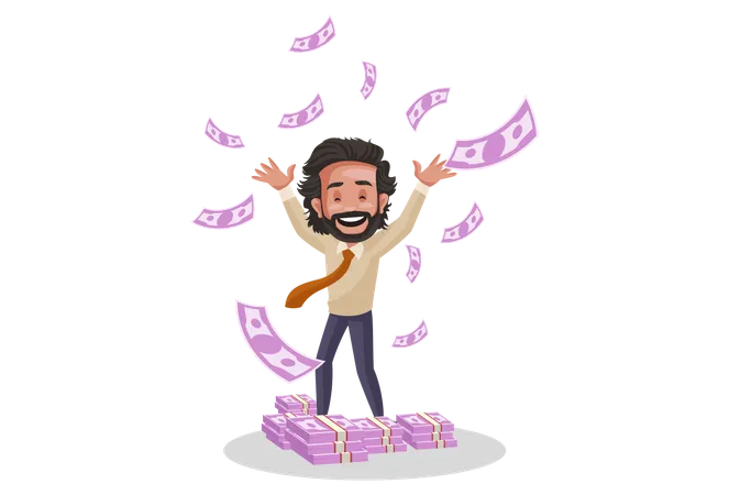 Indian Investment Advisor throwing money in air Illustration