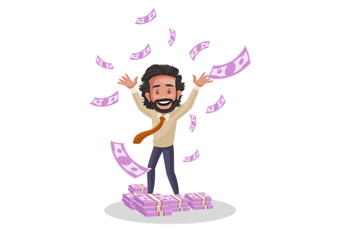 Indian Investment Advisor throwing money in air  Illustration