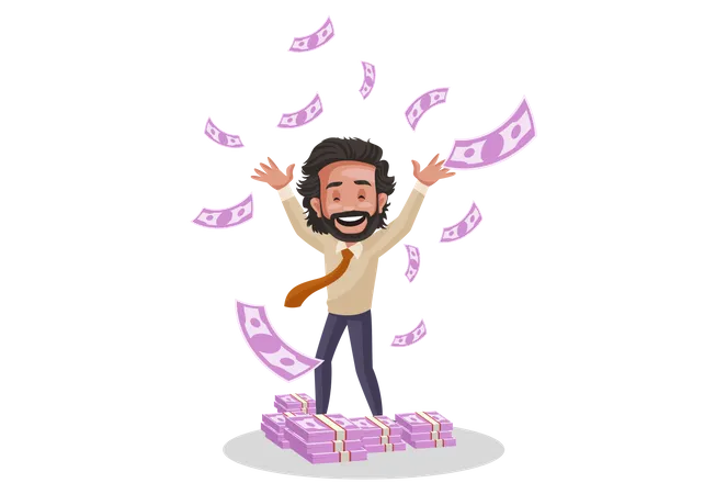 Indian Investment Advisor throwing money in air  Illustration