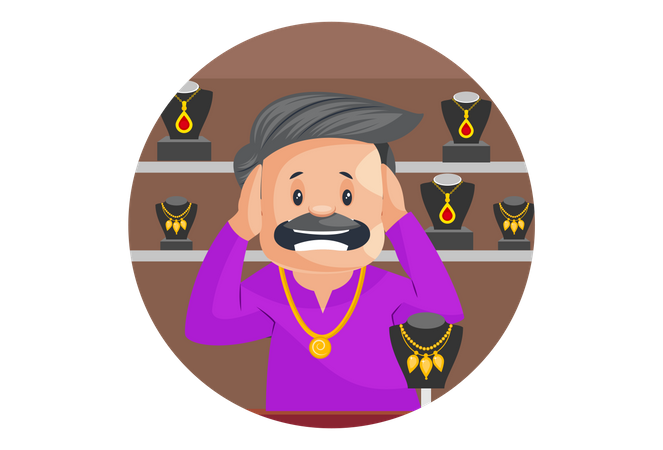 Indian Jeweler Is Shocked  Illustration