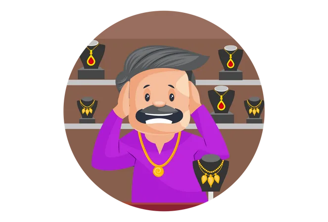 Indian Jeweler Is Shocked  Illustration