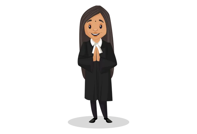 Indian Judge standing in welcome pose Illustration