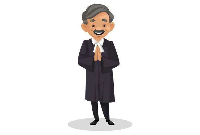 Indian Judge standing in welcome pose Illustration