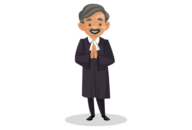 Indian Judge standing in welcome pose  Illustration