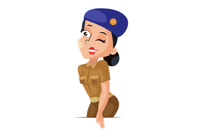 Indian Lady Police  Illustration