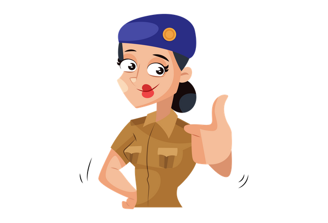 Best Premium Indian Lady Police with thumb up sign Illustration download in  PNG & Vector format