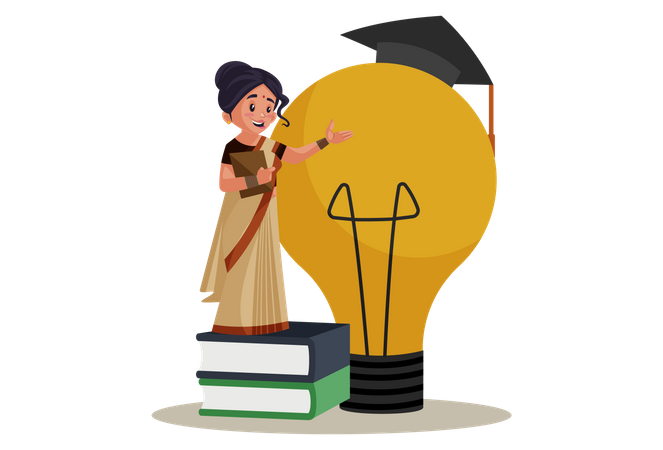 Indian Lady teacher Giving Creative Education  Illustration