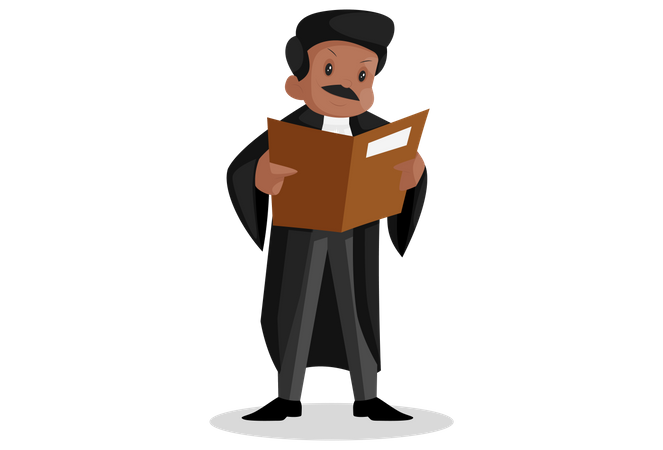 Indian lawyer reading case file  Illustration