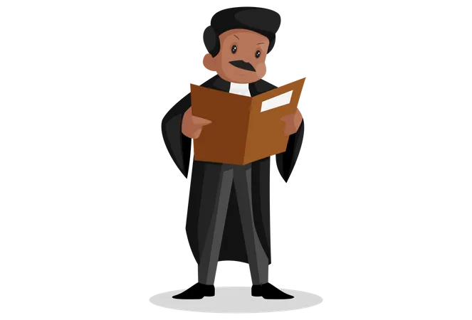 Indian lawyer reading case file  Illustration