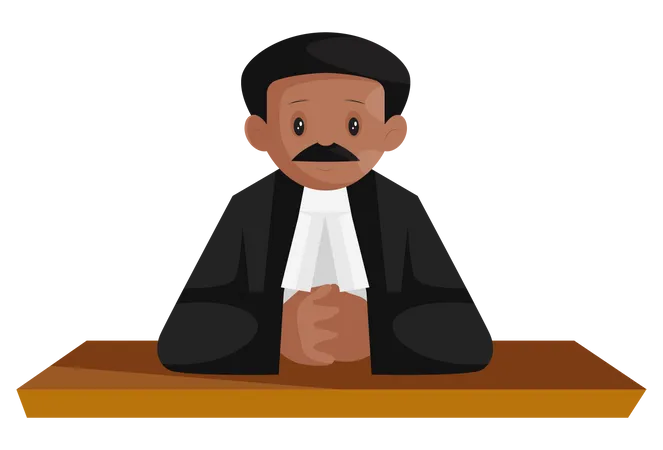 Indian lawyer seating on table Illustration