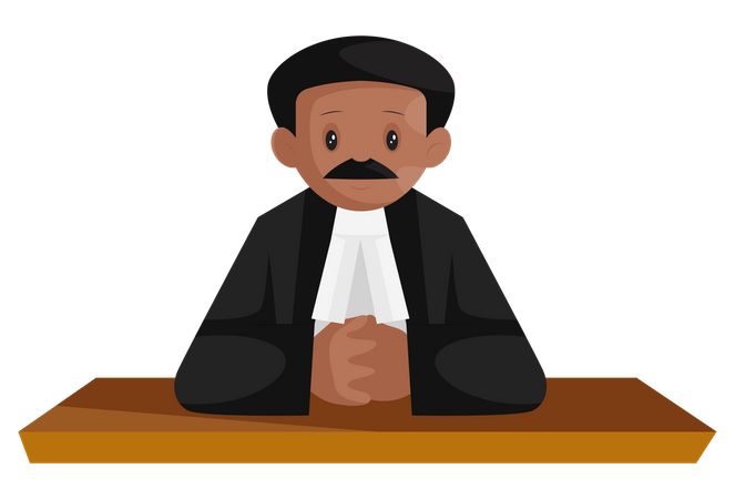 Indian lawyer seating on table  Illustration