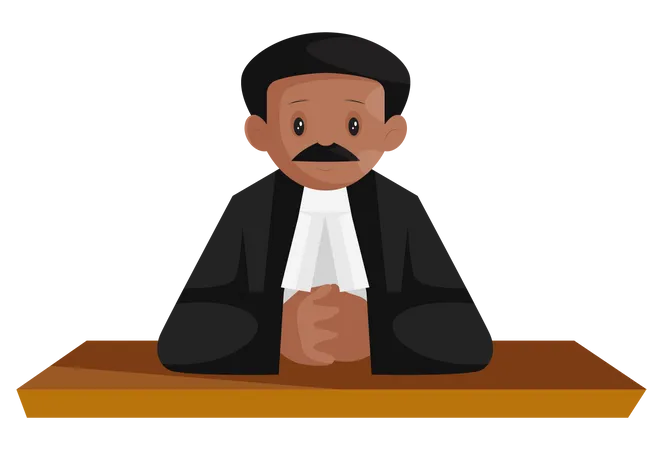 Indian lawyer seating on table  Illustration