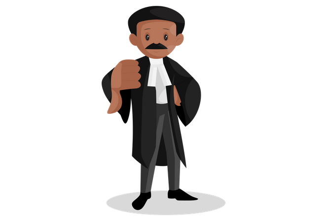 Indian lawyer with thumbs down sign Illustration