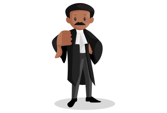 Indian lawyer with thumbs down sign Illustration