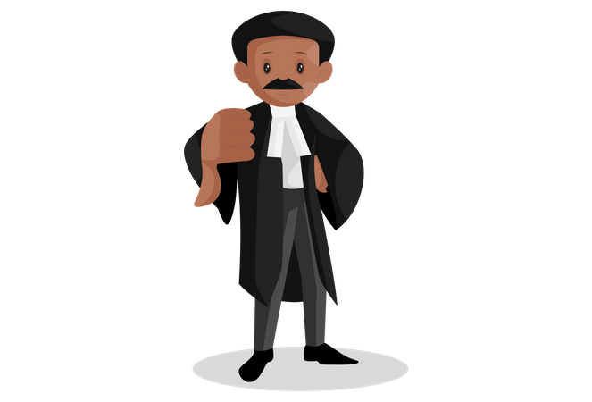 Indian lawyer with thumbs down sign  Illustration