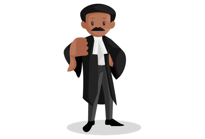 Indian lawyer with thumbs down sign  Illustration