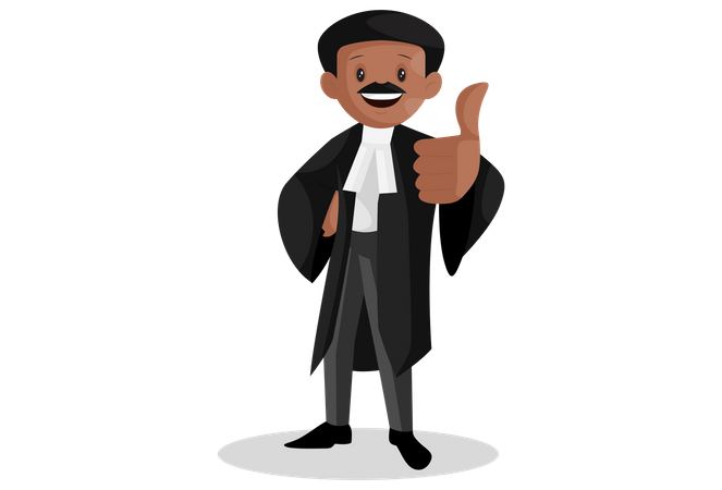 Indian lawyer with thumbs up sign  イラスト