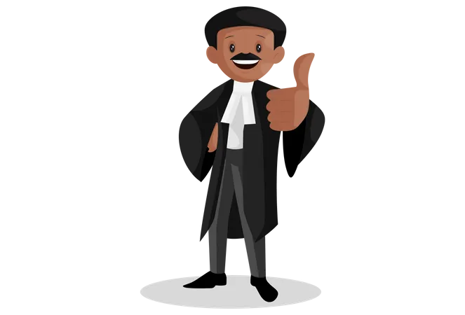 Indian lawyer with thumbs up sign Illustration
