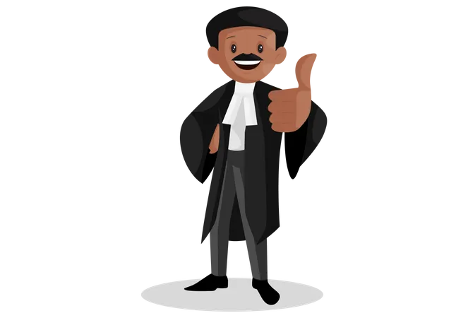 Indian lawyer with thumbs up sign  Illustration