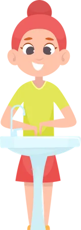 Indian Little Boy Washing Hands Illustration