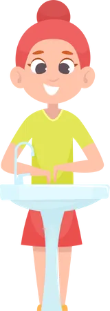 Indian Little Boy Washing Hands  Illustration