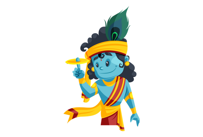 Indian Lord Krishna with Sudarshana Chakra  Illustration