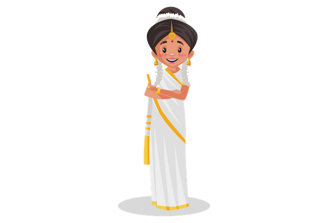 Indian Malayali woman is smiling  Illustration