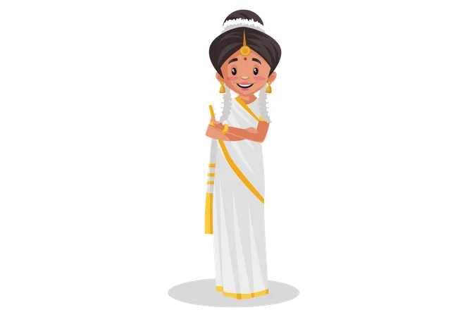 Indian Malayali woman is smiling  Illustration