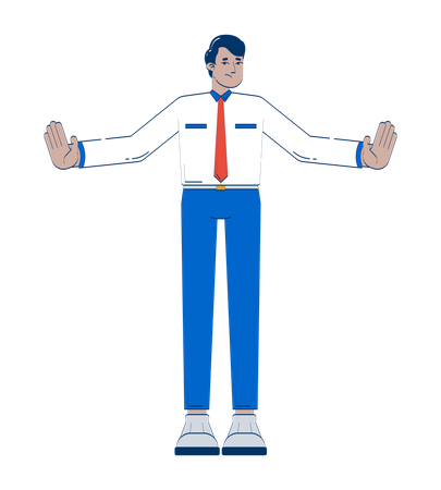 停止のジェスチャーをするインド人男性従業員  イラスト