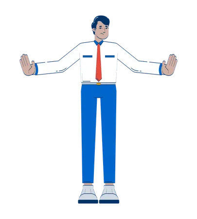 停止のジェスチャーをするインド人男性従業員  イラスト