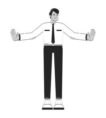 停止のジェスチャーをするインド人男性従業員  イラスト