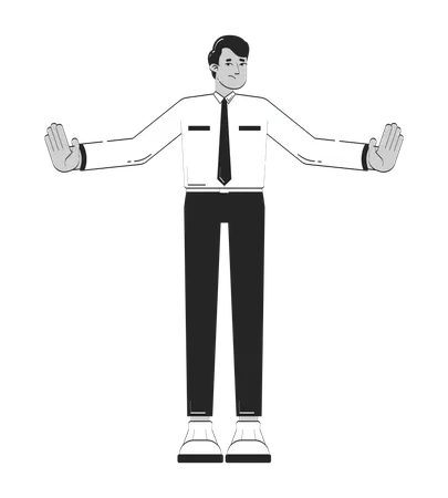 停止のジェスチャーをするインド人男性従業員  イラスト