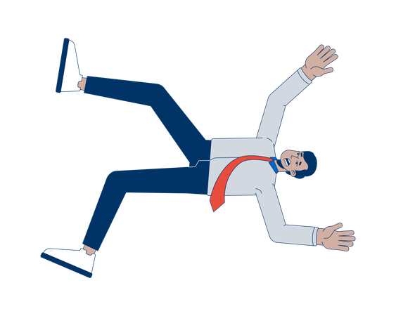 Indian male employee slip and fall at office  Illustration