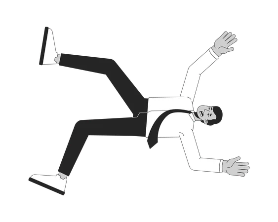 Indian male employee slip and fall at office  Illustration