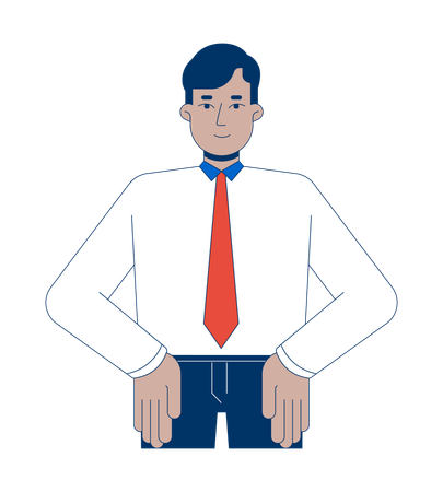 Indian male office worker hands on hips  Illustration