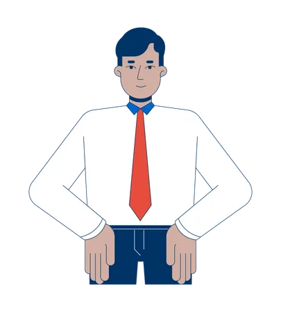 Indian male office worker hands on hips  Illustration