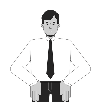 Indian male office worker hands on hips  Illustration