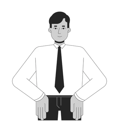 Indian male office worker hands on hips  Illustration