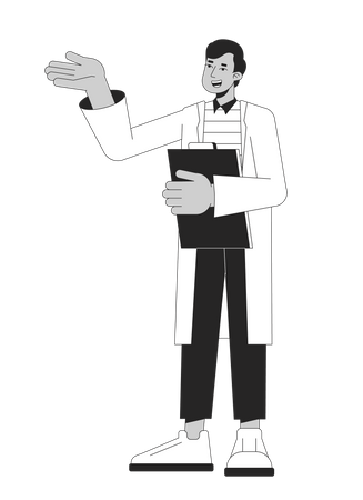 Indian male scientist with document  Illustration