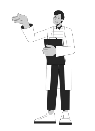 Indian male scientist with document  Illustration