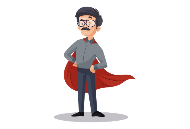 Indian Male Teacher as super hero  Illustration