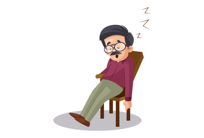 Indian Male Teacher sleeping on chair  Illustration