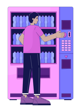 Indian man buying beverage vending machine  イラスト