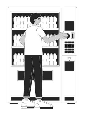 Indian man buying beverage vending machine  Illustration