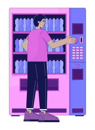 Indian man buying beverage vending machine  Illustration