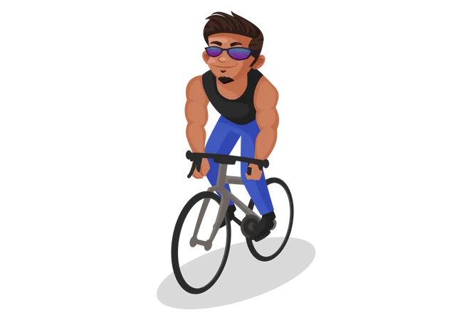 Indian man cycling Illustration