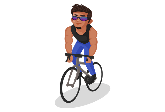 Indian man cycling  Illustration